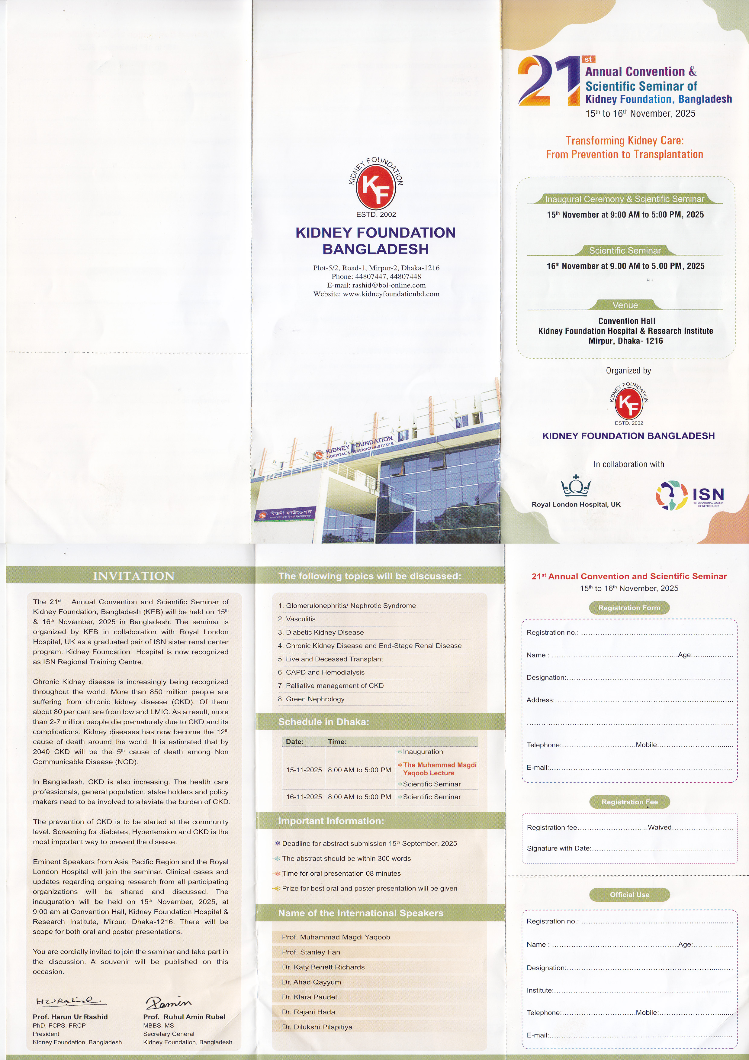 21st Annual Convention & Scientific Seminar of kidney foundation